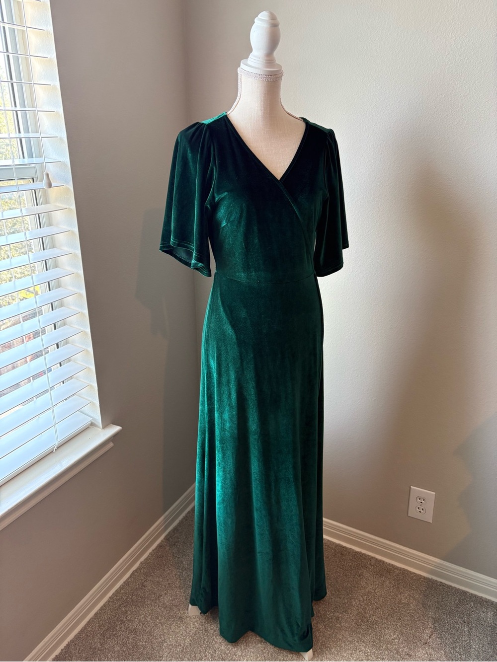 Baltic Born Deep Green Velvet Wrap Dress